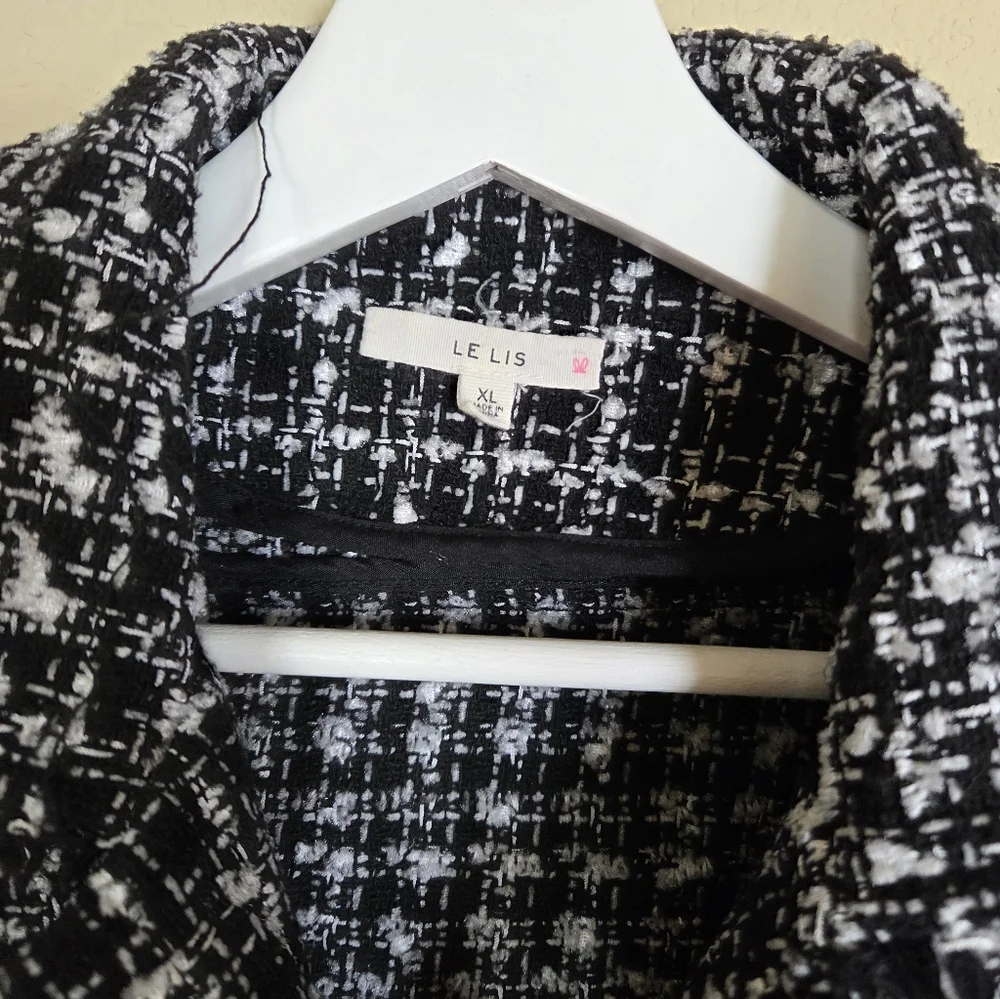 Girls Le Lis Black and White Tweed Houndstooth Jacket Office Dressy